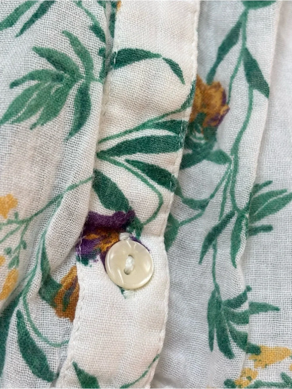 Lucky Brand Floral Button Up Banded Top Womens Medium Relaxed Fit Cotton Boho - Picture 5 of 14